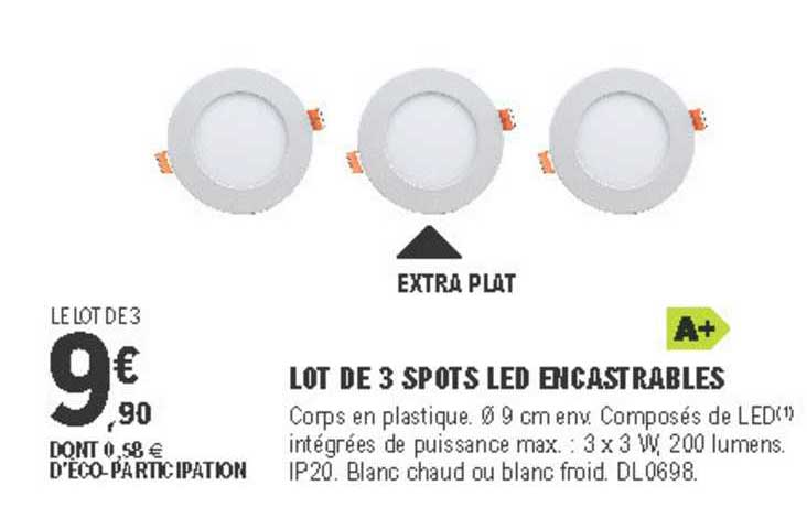 lot de 3 spots led encastrables