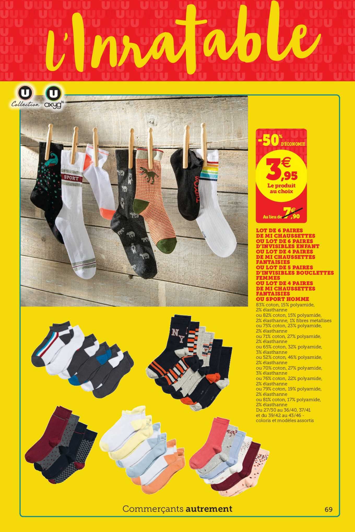 lot de 6 paires de mi chaussettes ou lot de 6 paires d'invisibles enfant ou lot de 4 paires de mi chaussettes fantaisies ou lot de 5 paires d'invisibles bouclettes femmes ou lot de 4 paires de mi chaussettes fantaisies ou sport homme