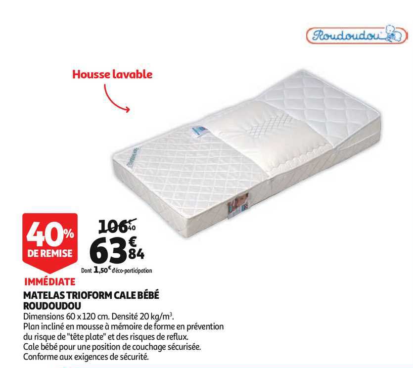 matelas triofrom cale bébé roudoudou 40% remise immédiate