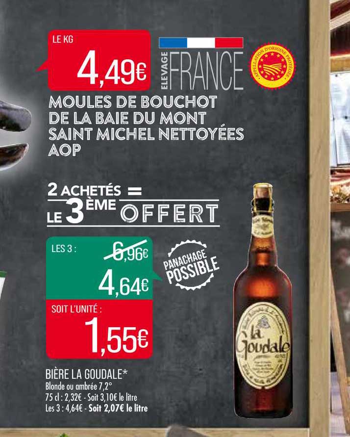 moules de bouchot de la baie du mont saint michel nettoyés aop 2 achetés = le 3ème offert