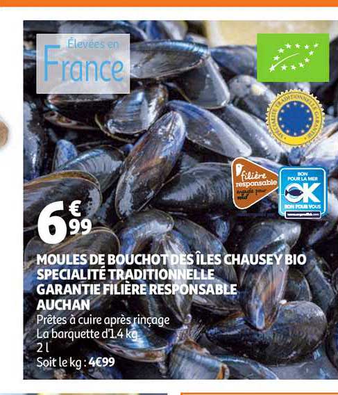 moules de bouchot des îles chausey bio spécialité traditionnelle garantie filière responsable auchan