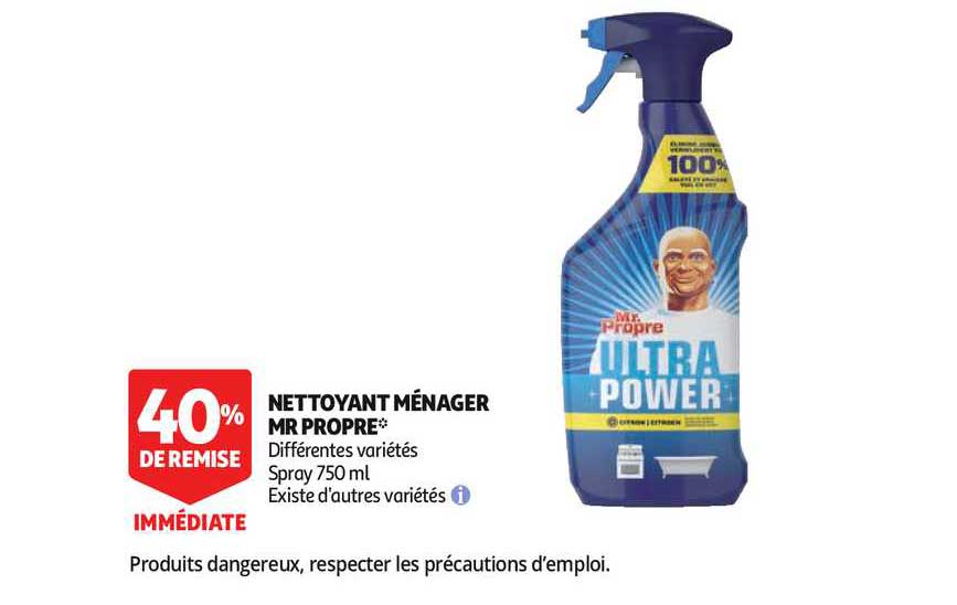 nettoyant ménager mr propre 40% remise immédiate