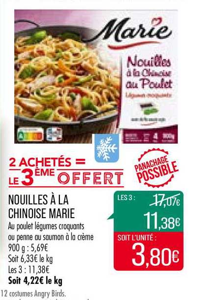 nouilles à la chinoise marie 2 achetés = le 3ème offert