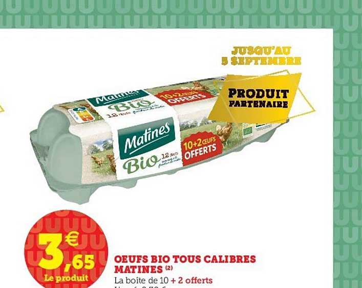 oeufs bio tous calibres matines