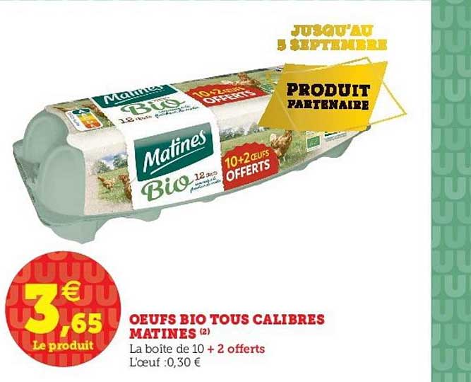 oeufs bio tous calibres matines