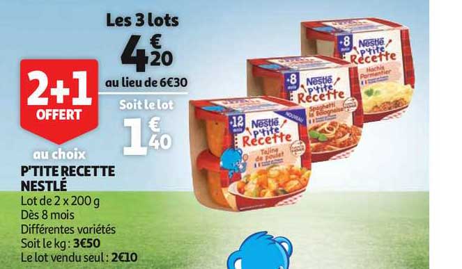 p'tite recette nestlé 2+1 offert au choix