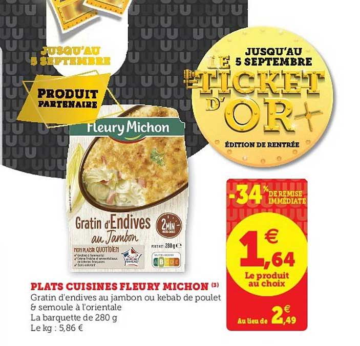 plats cuisinés fleury michon -34% de remise immédiate