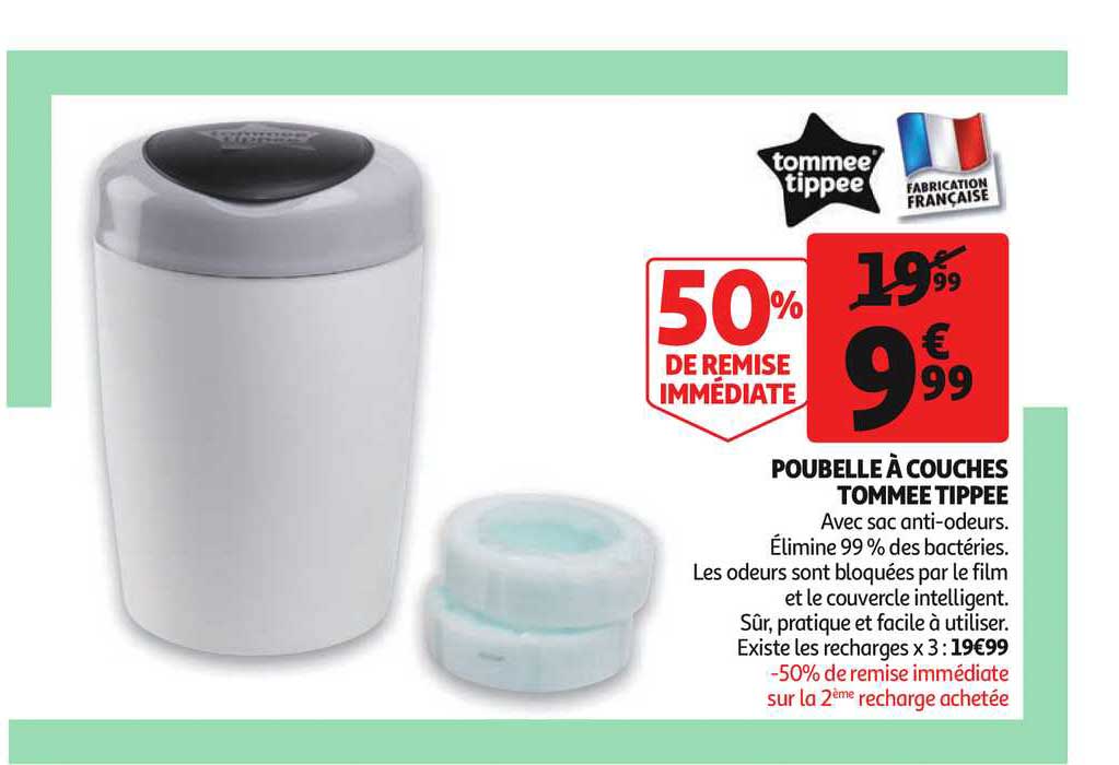 poubelle à couches tommee tippee 50% remise immédiate