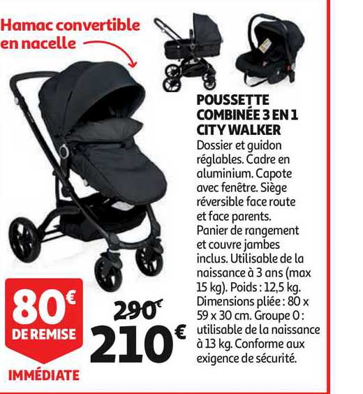 poussette combinée 3 en 1 city walker