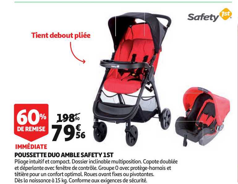 poussette duo amble safety 1st 60% remise immédiate