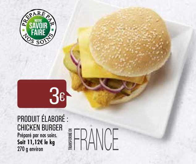 produit élaboré chicken burger