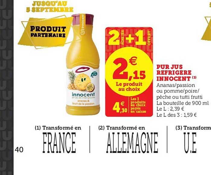 Pur Jus Réfrigéré Innocent  2+1 Offert