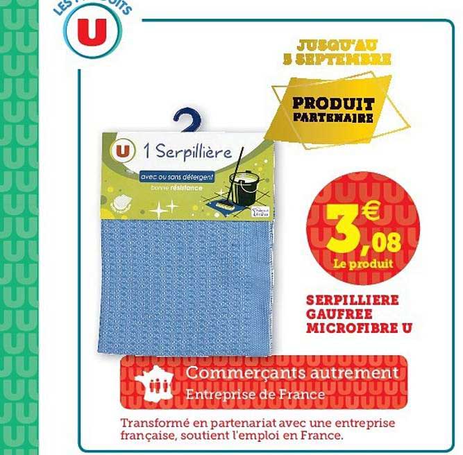 serpillière gaufrée microfibre u