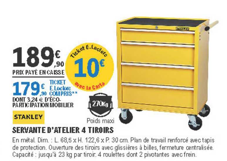 servante d'atelier 4 tiroirs stanley