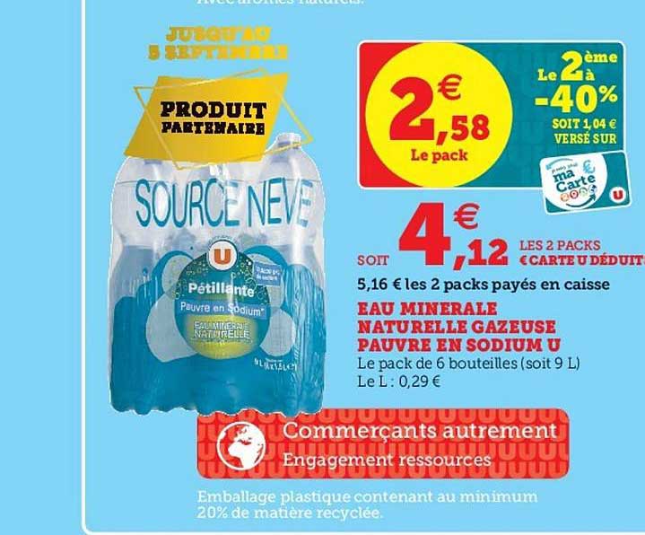 source neve eau minérale naturelle gazeuse pauvre en sodium u