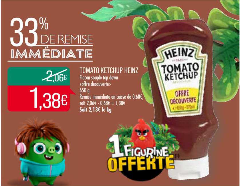 tomato ketchup heinz 33% remise immédiate