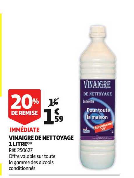 vinaigre de nettoyage 1 litre 20% remise immédiate