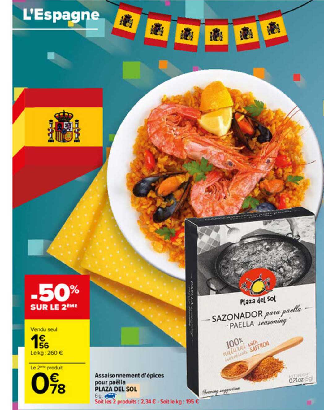 assaisonnement d'épices pour paëlla plaza del sol