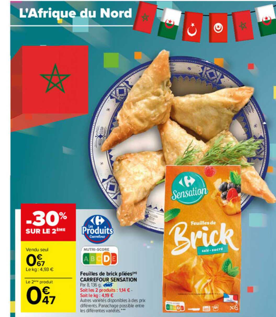 feuilles de brick pliées carrefour sensation