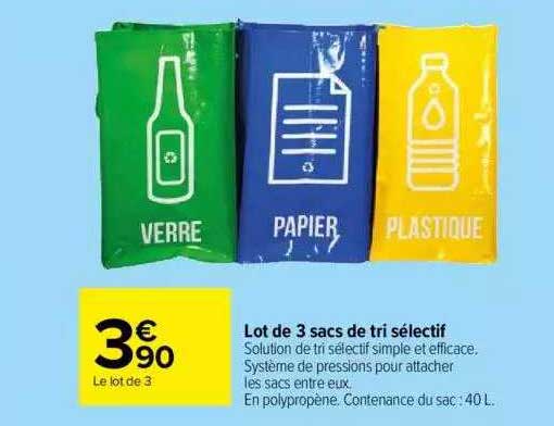 lot de 3 sacs de tri sélectif