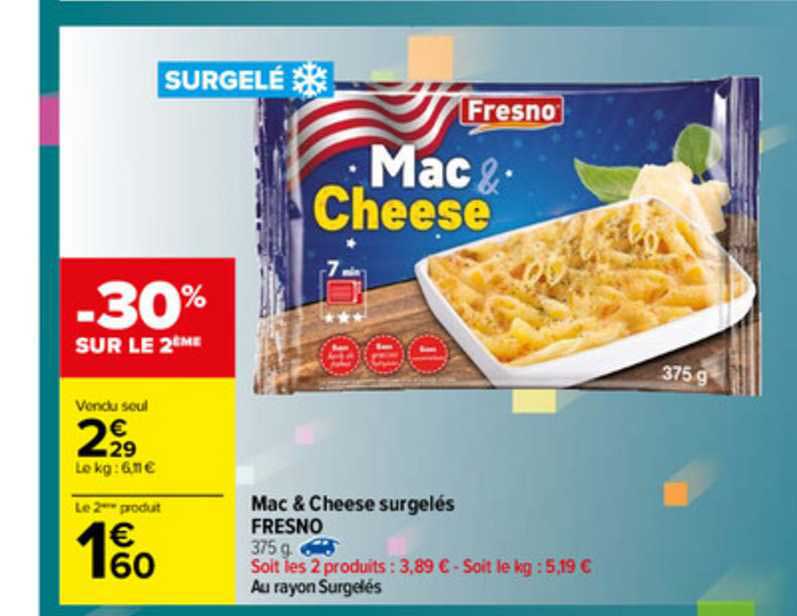 Mac & Cheese Surgelés Fresno