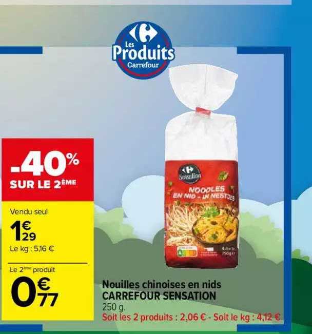 nouilles chinoises en nids carrefour sensation