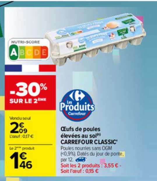 oeufs de poules élevées au sol carrefour classic'