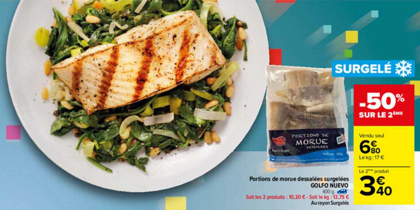portions de morue dessalées surgelées golfo nuevo