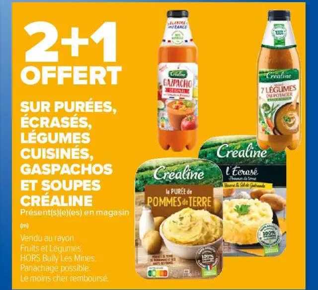 purées, écrasés, légumes cuisinés, gaspachos et soupes créaline