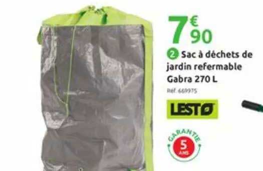 sac à déchets de jardin refermable gabra 270 l