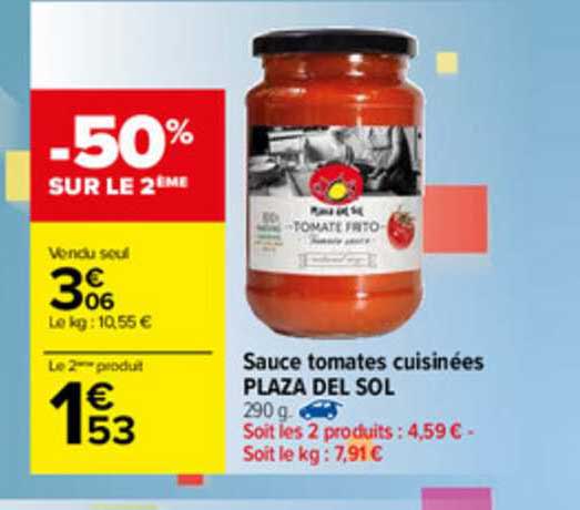 sauce tomates cuisinées plaza del sol