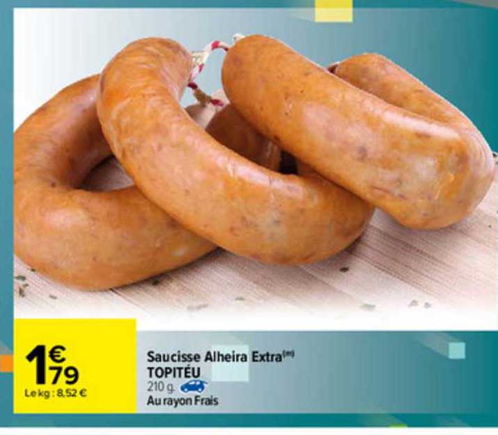saucisse alheira extra topitéu