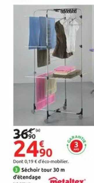 séchoir tour 30 m d'étendage metaltex