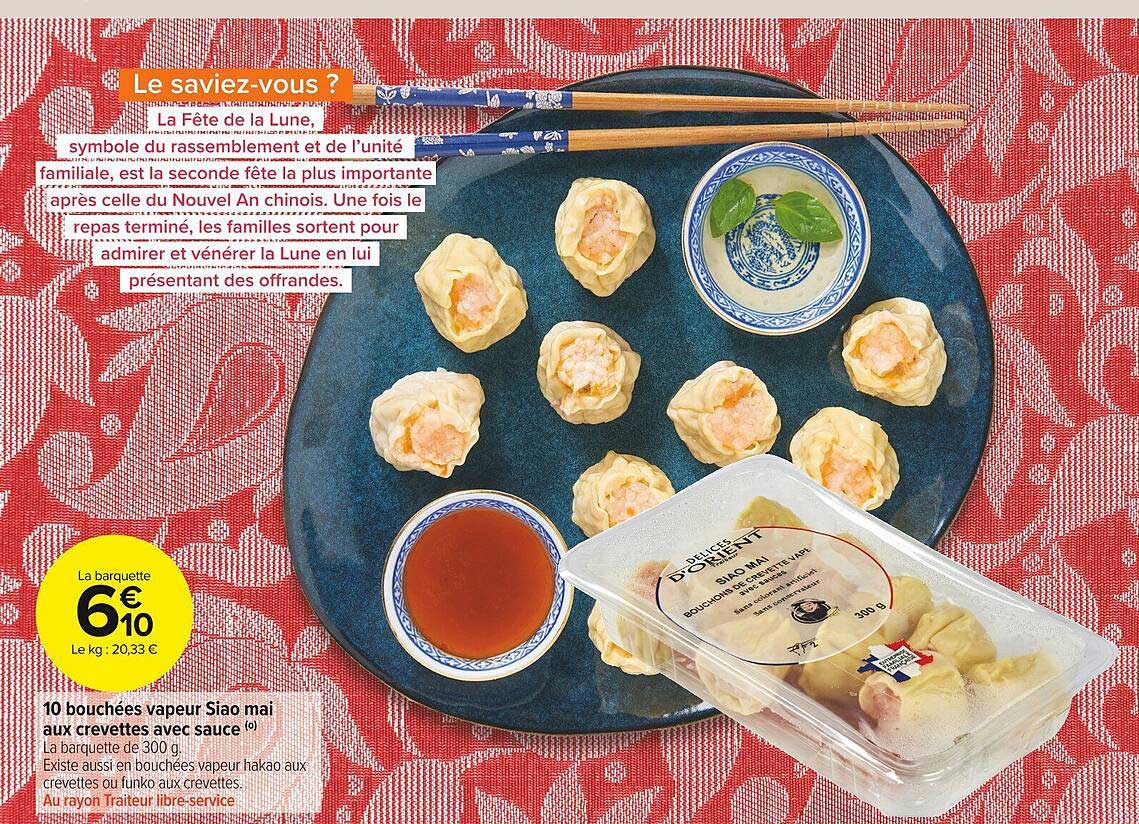 10 bouchées vapeur siao mai aux crevettes avec sauce