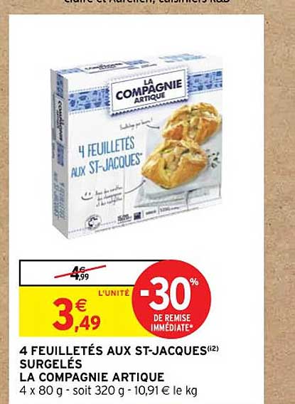 4 feuilletés aux st-jacques surgelés la compagnie artique