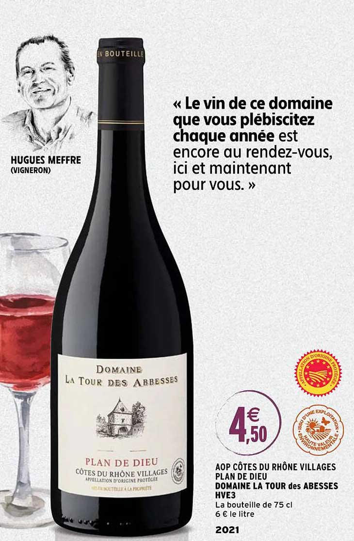 aop côtes du rhône villages plan de dieu domaine la tour des abesses hve3 2021
