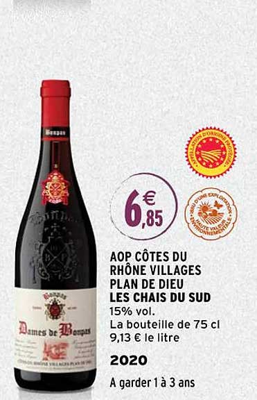 aop côtes du rhône villages plan de dieu les chais du sud 2020