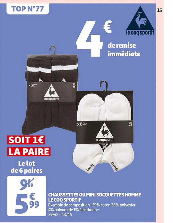 chaussettes ou mini socquettes homme le coq sportif