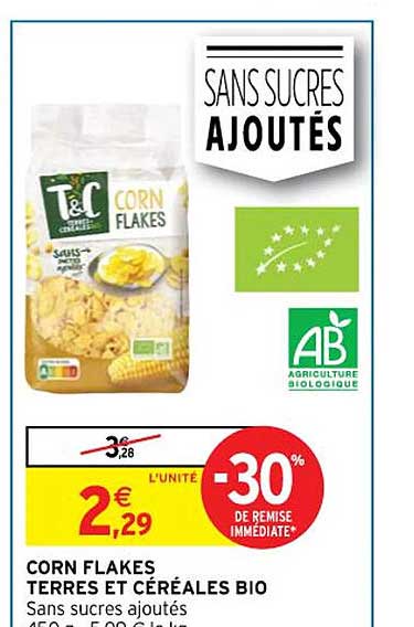 corn flakes terres et céréales bio