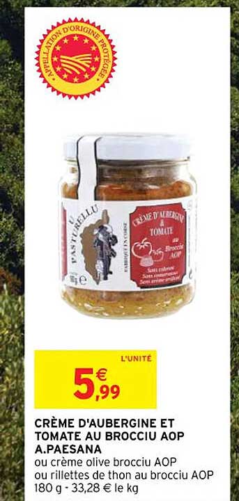 crème d'aubergine et tomate au brocciu aop a.paesana