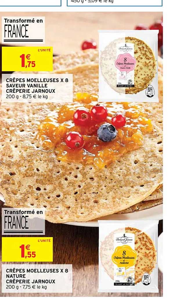 crêpes meolleuses x8 saveur vanille crêperie jarnoux, crêpes moelleuses x8 nature crêperie jarnoux