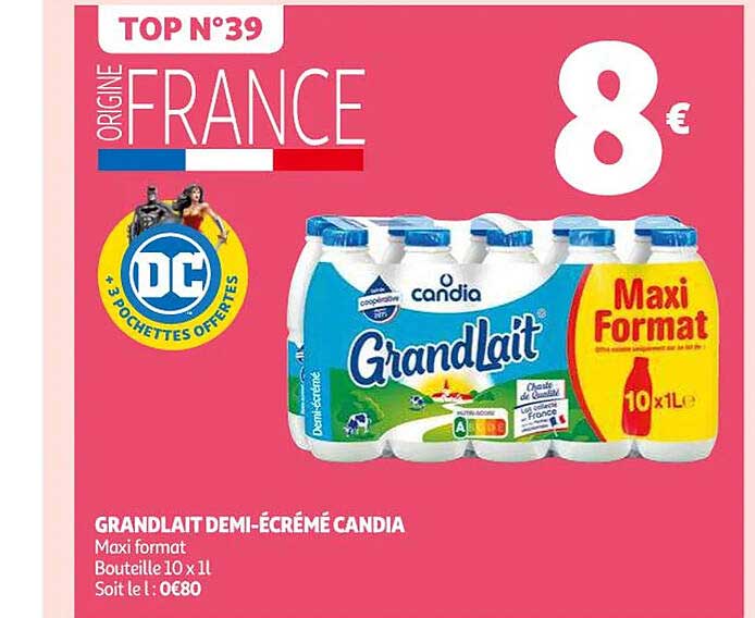 grandlait demi-écrémé candia