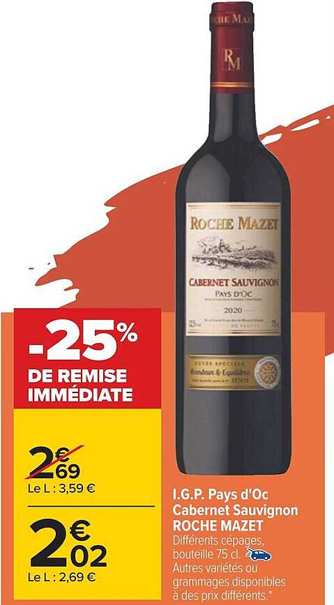 i.g.p. pays d'oc cabernet sauvignon roche mazet