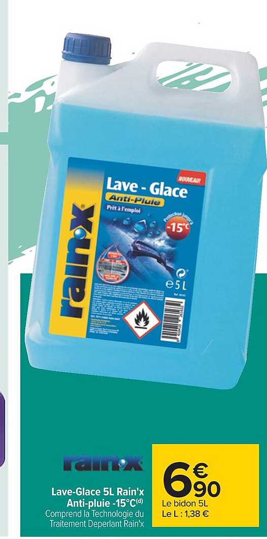 lave-glace 5l rain'x anti-pluie -15°c