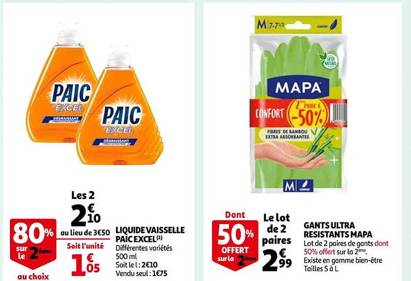 liquide vaisselle paic excel, gants ultra résistants mapa