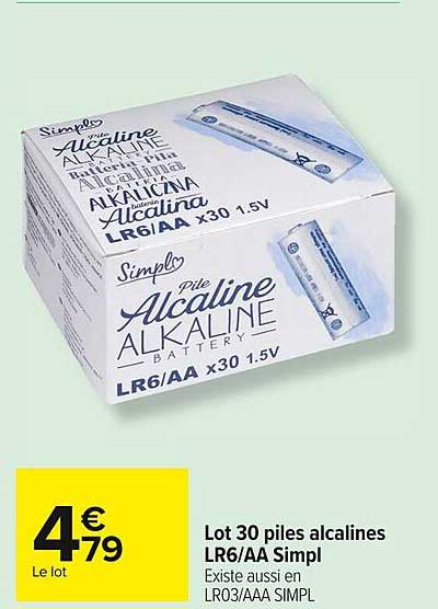 lot 30 piles alcalines lr6-aa simpl