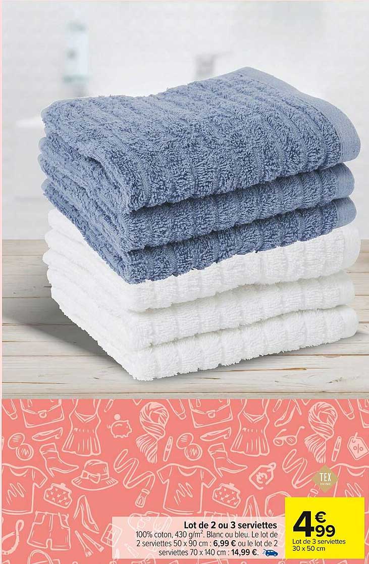 Lot De 2 Ou 3 Serviettes