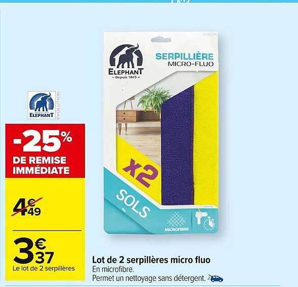 lot de 2 serpillères micro fluo