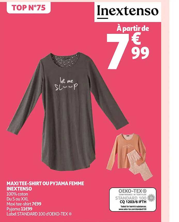 maxi tee-shirt ou pyjama femme inextenso