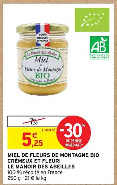 miel de fleurs de montagne bio crémeux et fleuri le manoir des abeilles